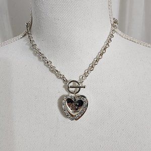 Betsy Belle Silver Heart Choker Letter Necklace E Costume Fashion Jewelry NWT